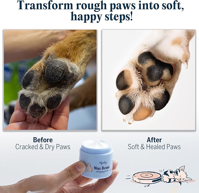 Flydog Wax Beans Fragrance-Free Pet Paw & Nose Balm Cream – Moisturizing, Soothing & Repairing Dry, Cracked Pads for Dogs, Cats & Small Animals, Avocado Oil Multi-Purpose Paw & Nose Protector, 50ml