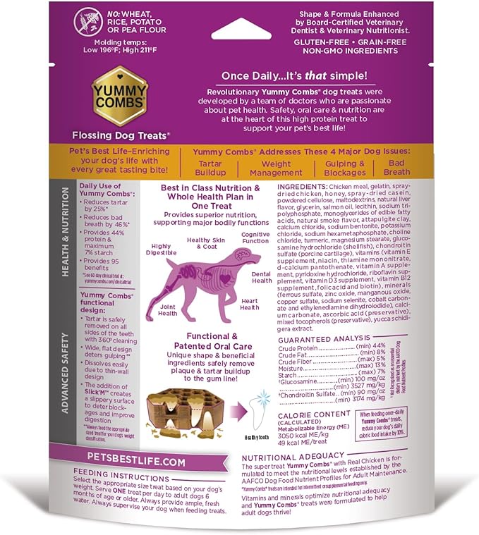 Dog Dental Treats – Vet VOHC Approved, Removes Tartar & Cleans Teeth – Yummy High Protein Chicken Treat for Extra Large Dogs (Mini Pack, 4 Count)