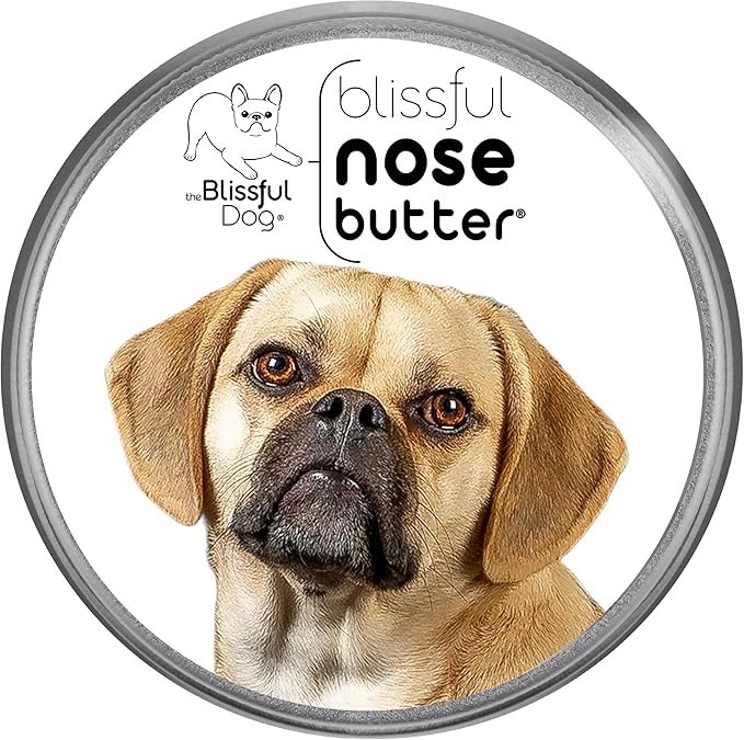 The Blissful Dog Puggle Nose Butter for Dry, Cracked Skin, Lick-Safe Dog Nose Balm with Moisturizing Shea Butter, Almond, Olive, and Essential Oils, Pet Supplies, Uncented, 1 oz.