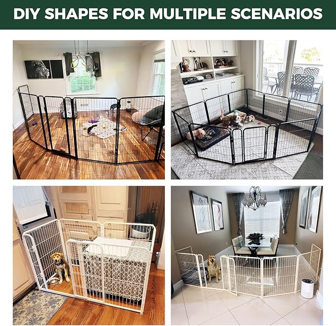 FXW Homeplus Unleashed Indoor Dog Playpen - Stress-Free and Safe Play, Heavy Duty 45 Inch 12 Wire Panels Dog Pen for Large Dogs, Black│Patented