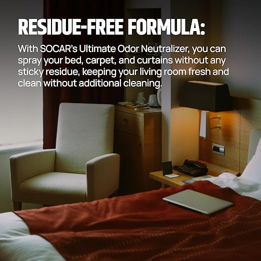 SOCAR - Odor Neutralizer Eliminates odors for Home, Office, Gym, Car. Eliminates Odors from Pets, Cooking, Sports Gear, Urine, Vomit & Unwanted, Strong Odors 32oz Liquid Spray
