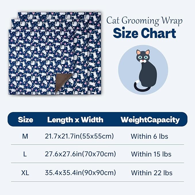 Paw Legend 21.7" Cat Wrap for Grooming Cat Wrap for Cutting Nails Cat Restraint for Nail Clipping Self Adhesive Blanket Restraint Cloth for Cats Within 6lbs
