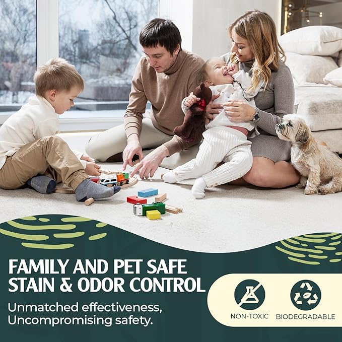 Sprinkle & Sweep Enzyme Carpet Shampoo (64oz) - Carpet Cleaner Solution to Eliminate Tough Stains & Neutralize Odors at the Source - Car, Furniture, Carpets & Rug Cleaner - Use with All Machines