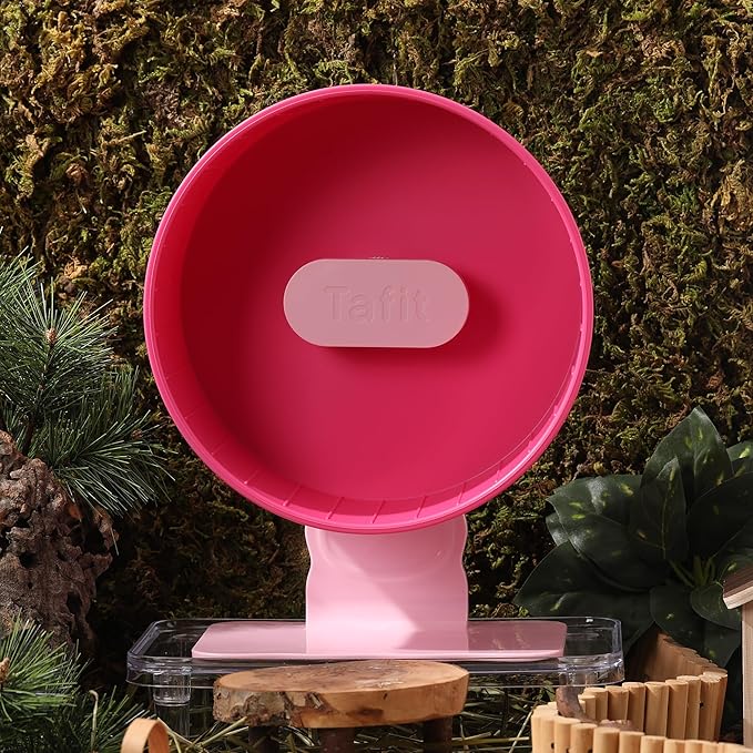 Quiet Hamster Wheel 10.2 Inch Dual-Bearings Silent Small Animals Running Exercise Wheel Height Adjustable for Syrian Hamsters, Gerbils, Rats, or Other Small Pets, Raspberry Pink