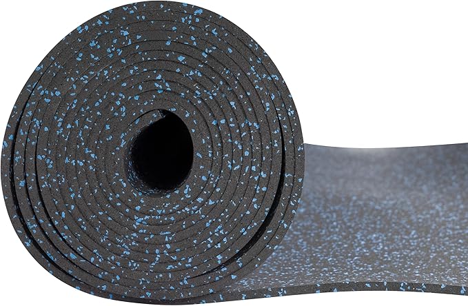 Playsafer Genaflex Rubber Gym Floor Mat, Heavy Duty Commercial Protective Gym Flooring Roll - 8mm Thick (10% Blue, 4' X 4')