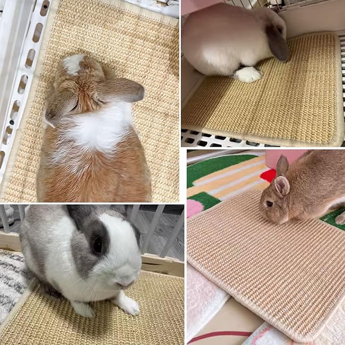 Oncpcare 6PCS Natural Bunny Scratch Mat - Rabbit Scratching Pad for Claws and Teeth Care - Chew Toys for Cages, Pet Bedding for Biting, Sleeping, Nesting, 16x12