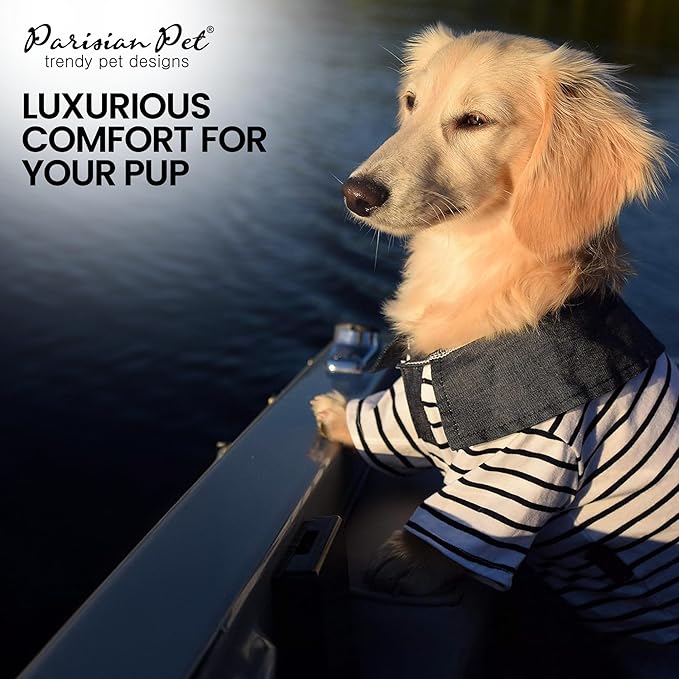 Parisian Pet Preppy Boy Polo Dog Shirt – Puppy Outfits – 100% Cotton Doggie Clothes – Cute Machine Washable Puppy Apparel - Dog Shirts for Medium Dogs M