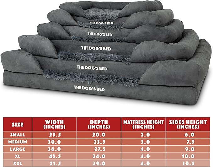 The Dog’s Bed, XL Grey Fur 43.5x34,Memory Foam, Pain Relief: Arthritis, Hip & Elbow Dysplasia, Post Surgery, Lameness, Supportive, Calming, Waterproof Washable Cover, Veterinary Approved