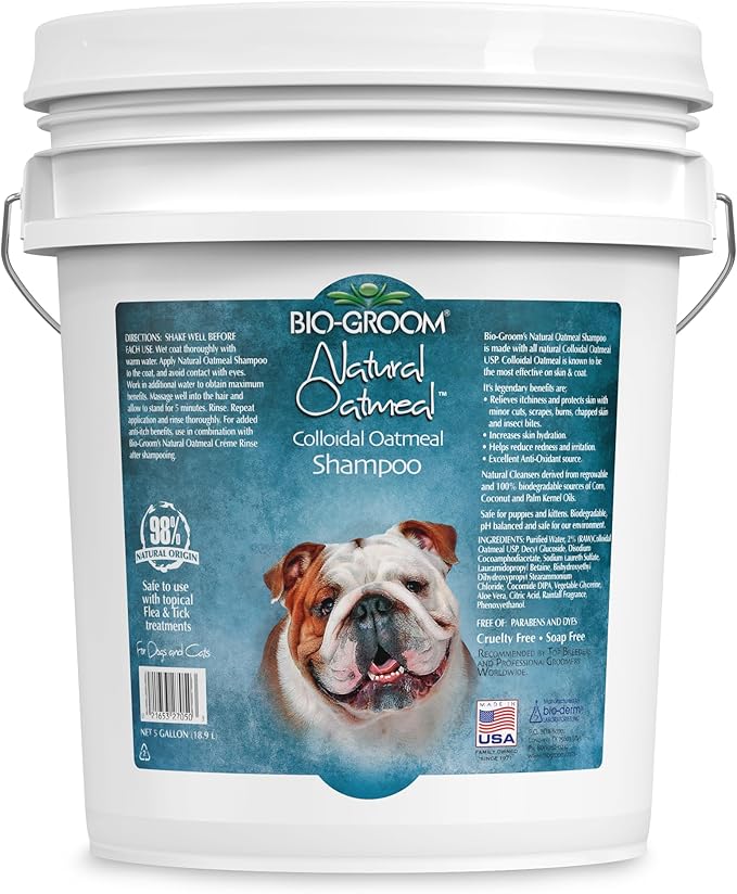 Bio-Groom Oatmeal Dog Shampoo – for Allergies and Itching, Cruelty-Free, Dog Bathing Supplies, Puppy Shampoo for Sensitive Skin, Made in USA, Anti-Itch Dog Products – 5 Gallons