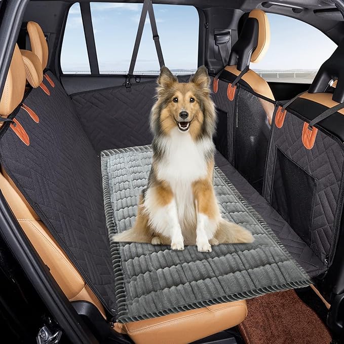 VClife Dog Bed for Car Backseat Anti Slip Pet Travel Bed, Soft Furry Cat Pet Bed Mat Washable Seat Cover for Car, Floor, Sofa, Portable Blanket, Custom Fit for Backseat Extender (Dark Gray, 51"×23.6")