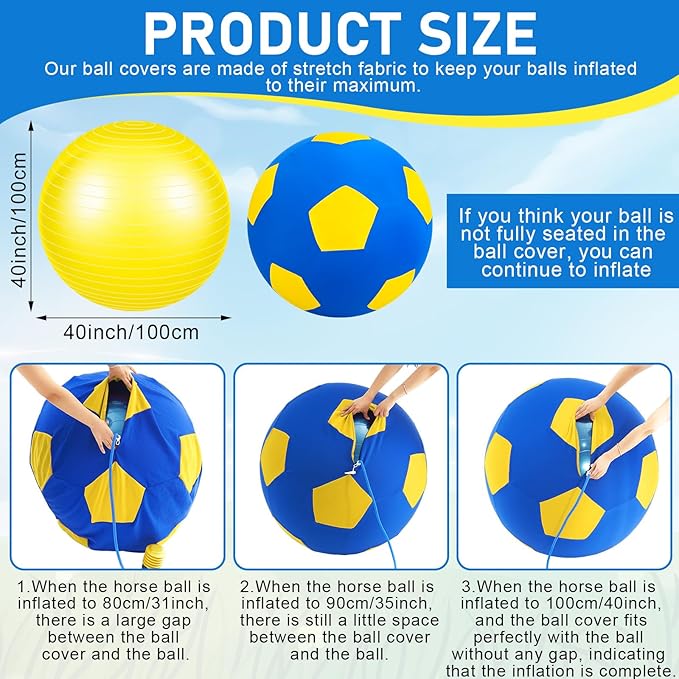 40inch Giant Herding Ball with Ball Cover Anti Burst Please Watch VCR for How to Inflation Horse Toys for Horses Stall Entertainment Play, Pump Included(Yellow,Stylish)