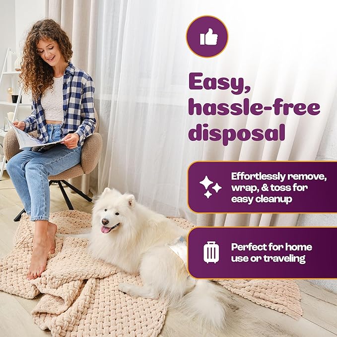 Inspire Pet Care Dog Diapers Female Dogs | Bulk Value Doggie Incontinence, Accidents, for Heat, Pee or Period and Housebreaking (Large (60 Count))