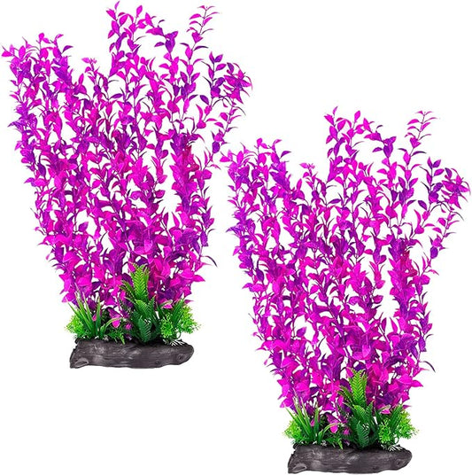 Hamiledyi Aquarium Plastic Plants Aquarium Decor Artificial Fish Tank Plants,Tall Fish Tank Decorations, Extra Large Aquarium Plant 20.4-inch Tall,2PCS