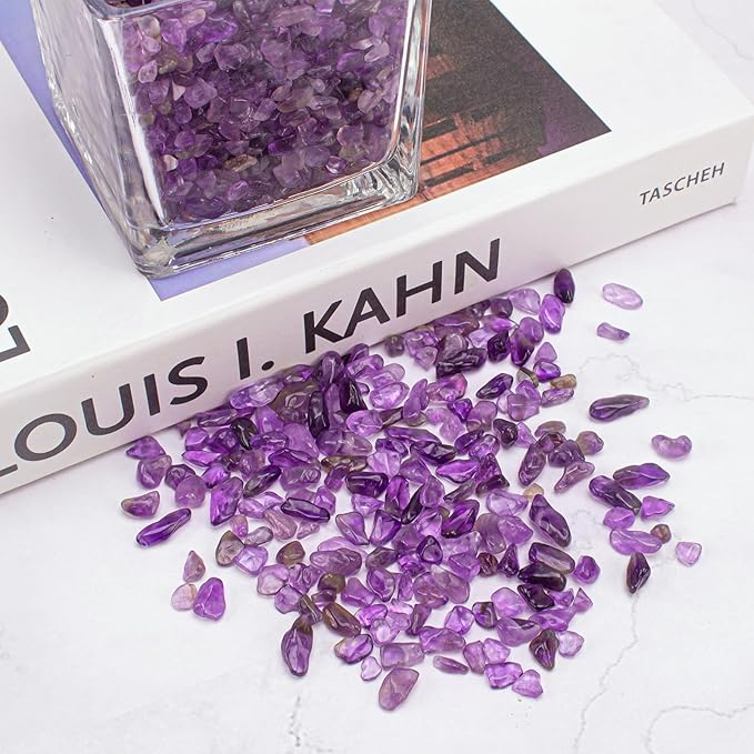 3 LB Amethyst Crystal Rocks Tumbled Crushed Stones Amethyst Crystal Quartz Chips Bulk Natural Gemstones Healing Reiki Mini Quartz Vase Filler Fish Tank Gravel Rocks