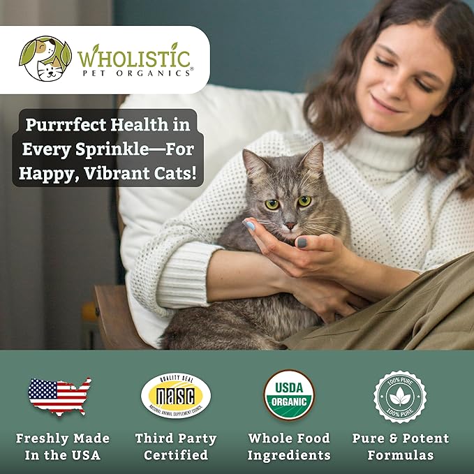 Wholistic Pet Organics Feline Complete - 8 Oz - Multivitamin & Probiotic Powder for Cats - Natural Cat Food & Digestive Support