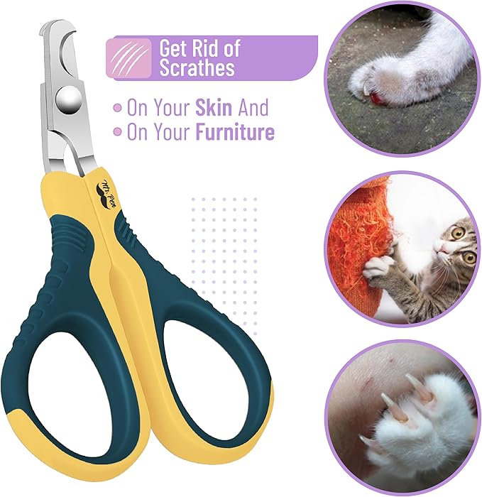 Mr. Pen Cat Nail Trimmer - Yellow & Gray Cat Claw Clippers for Pets & Kittens