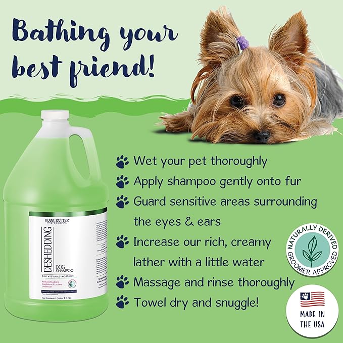 Bobbi Panter Dog Shampoo - Made in USA - All Natural Formula for Heavy Duty Deodorizing & Degreasing - Concentrated 25:1 for Professional Groomers - Fresh Clean Scent, 1 Gallon