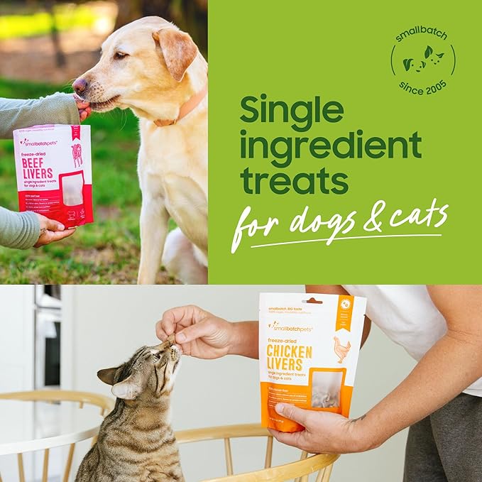 smallbatch Freeze Dried Dog Treats, Beef Liver Treats for Dogs & Cats, High Protein, Single Ingredient Dog Treat for Training or Food Topper, Natural, Humanely Sourced Meat, Made in The USA, 4 oz