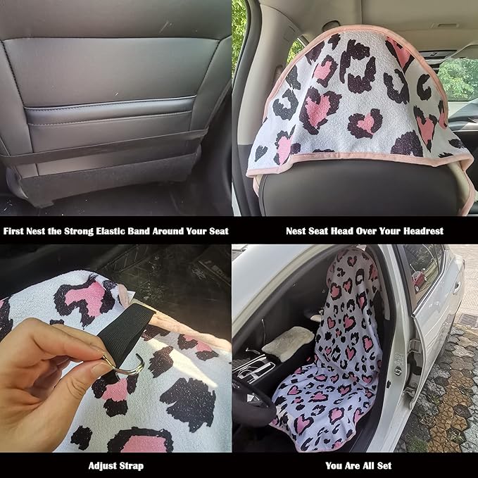 Car Seat Cover Protector Front Seats,for Gym Workout,Running,Swimming,Beach and Hiking,Waterproof Sweat Towel Bucket Seat Covers for Cars SUV Trucks (Leopard Print, 1Pcs)
