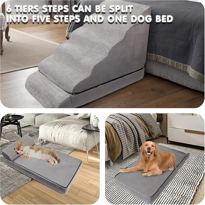 Soft Dog Stairs & Steps for High Beds 28 Inches High Tall, LitaiL Pet Stairs/Steps for High Beds for Small Large Dogs, Non-Slip Dog Ramps for Bed, for Older Cats