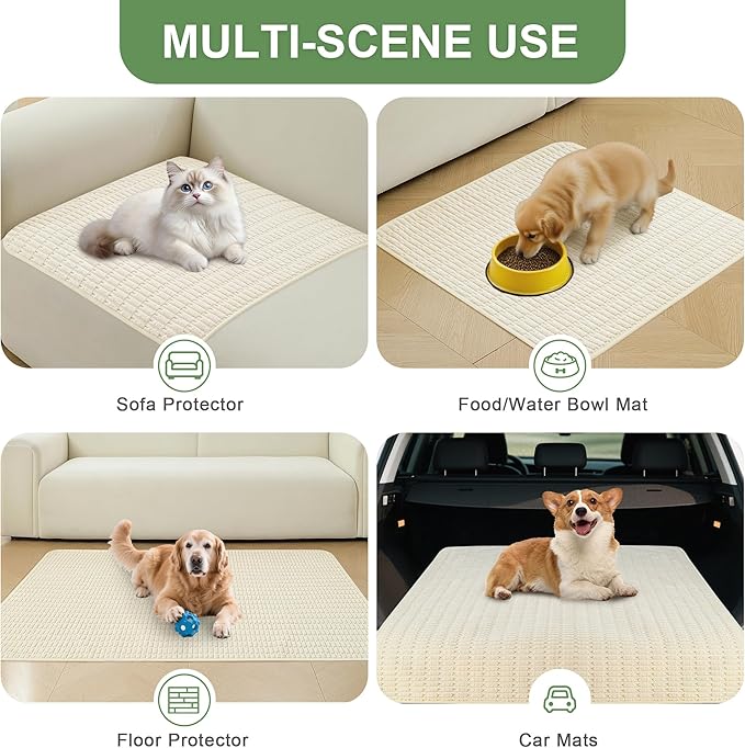 Washable Pee Pads for Dogs, 2 Pack Reusable Puppy Pads Dog Pads, Non-Slip Dog Pee Pads, Leakproof Pet Pee Pads Wee Wee Pads for Dogs. (Cream White, 20"x20"(Pack of 2))