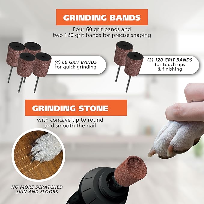 Wahl Grind & Smooth 2 Speed Battery Dog Nail Grinder with Concave Rounding Tip and Nail Guard for Increased Safety and Precise Nail Grinding - Model 3026333