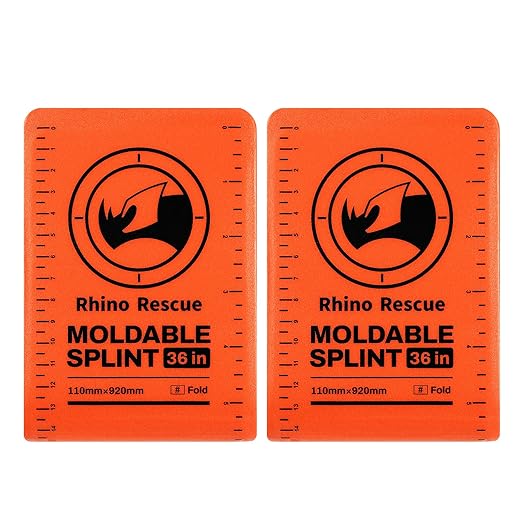 RHINO RESCUE First Aid Splint 36" X 4.3" Orange-Gray, Keep Bones in Position (2, Folded)
