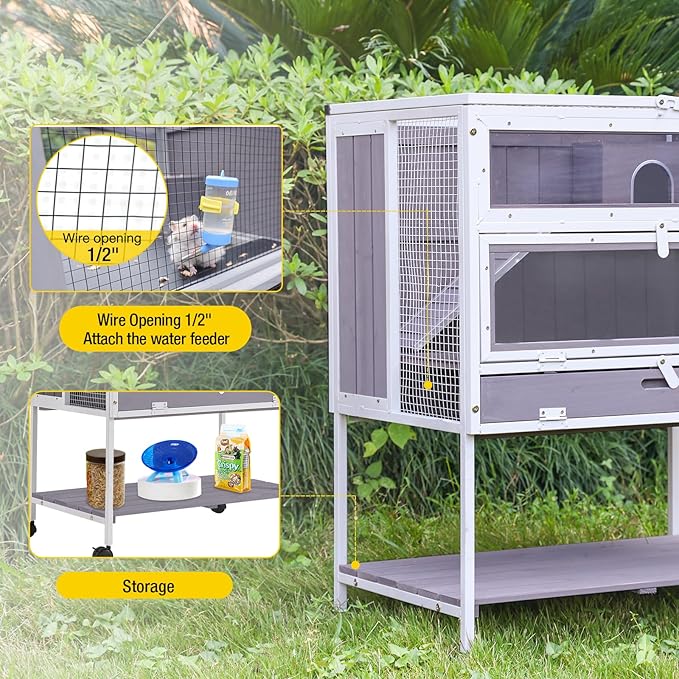 Guinea Pig Cage Hamster Cage All-Around Metal Frame Rat House on Wheels,Small Animal Cage with Deeper Tray