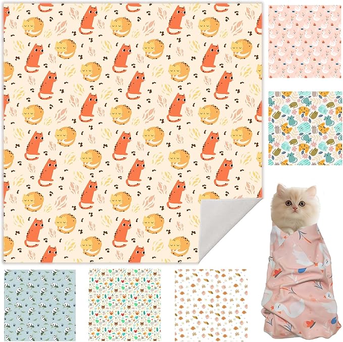 33.5" Cat Wrap for Grooming, Maximum, Self-Adherent Soft Cat Blanket for Nail Clipping, Anti-Bite-Scratch-Escape Calming Wrap, Cats Burrito Swaddle for 6-18 lbs (Orange Kitten, XX Large)