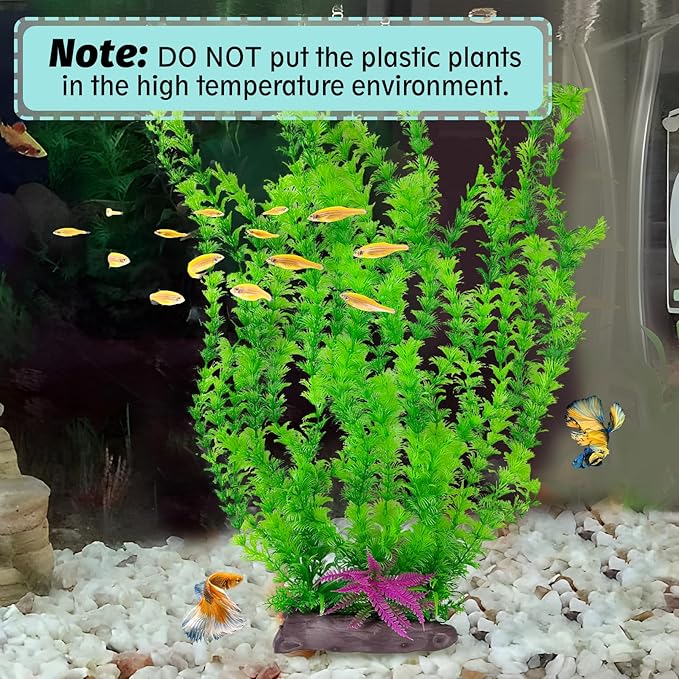 Hamiledyi Aquarium Plastic Plants Aquarium Decor Artificial Fish Tank Plants,Tall Fish Tank Decorations, Extra Large Aquarium Plant 20.4-inch Tall,1PCS