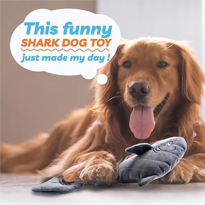 Dog Toys for Small Dogs, Squeaky Tough Dog Toys for Aggressive Chewers, Plush Dog Chew Toys for Teething, Interactive Shark Dog Toys to Keep Them Busy, Puppy Toys for Small, Medium,Large Breeds