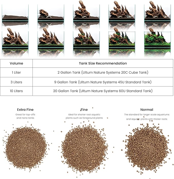Ultum Nature Systems Controsoil - Freshwater Aqua Soil Substrate for Fish, Shrimp, Live Plant Propagation and Aquascaping - 6.8pH Low Ammonia, Volcanic Ash - Brown, Fine (10 Liter | 20LB)
