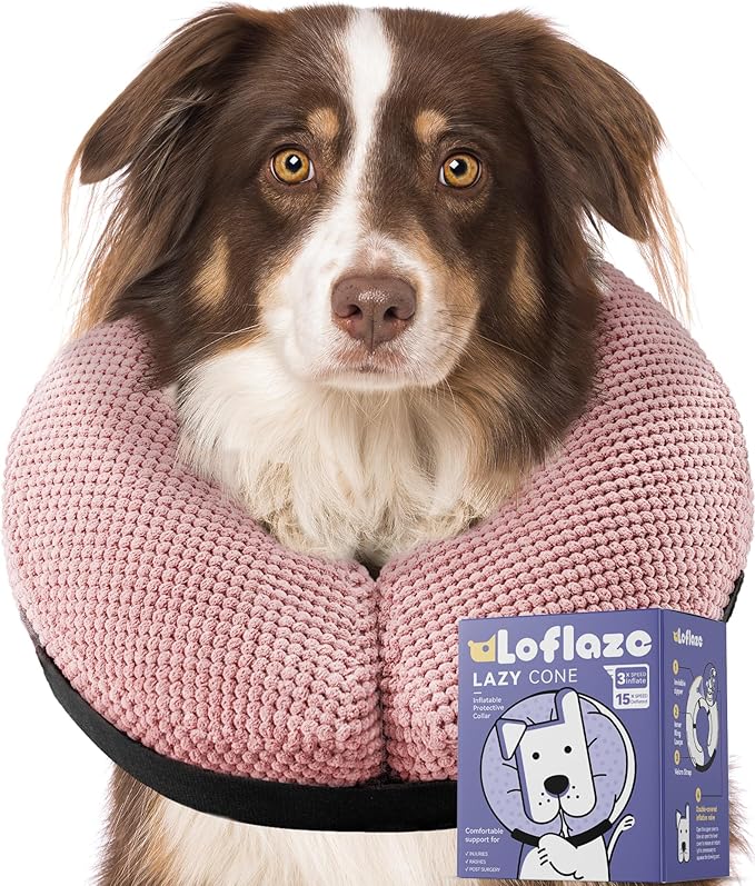 Soft Inflatable Dog Cone Collar for Large Medium Small Dogs Cats - After Surgery Donut, E Collar Alternative for Recovery