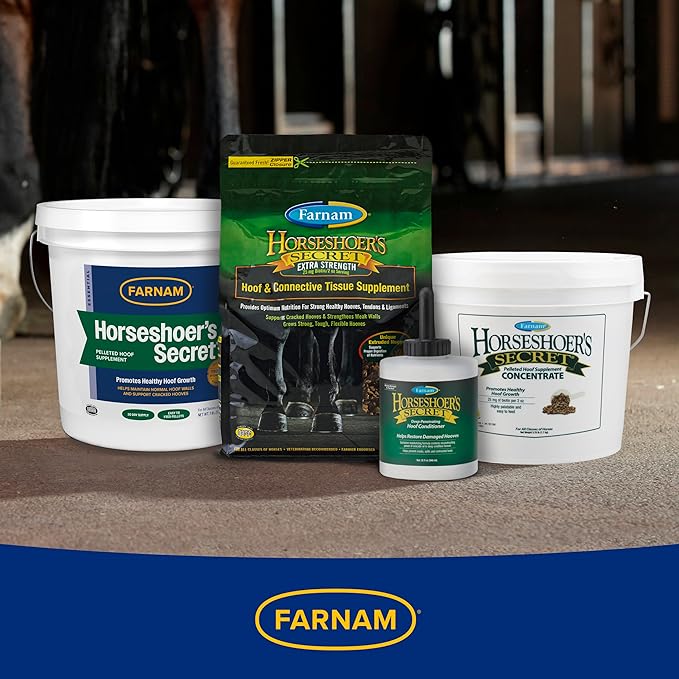 Farnam Horseshoer's Secret Pelleted Hoof Supplement for horses promotes healthy hoof growth, 22 lb., 60 day supply