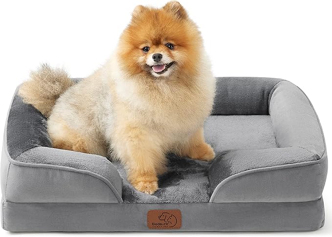 Bedsure Orthopedic Dog Beds for Small Dogs - Washable Small Dog Cat Bed Waterproof, Comfort Pet Couch Sofa with Washable Removable Cover, Pets Bed with Nonskid Bottom, Grey, 24"
