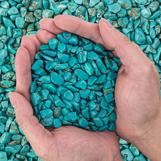 0.88 Lb Turquoise Aquarium Gravel Rocks Betta Fish Tank Pebbles, Polished Tumbled Crystals Stones Crushed Quartz Chips for Crafts, Fish Turtle Tank and Home Decoration