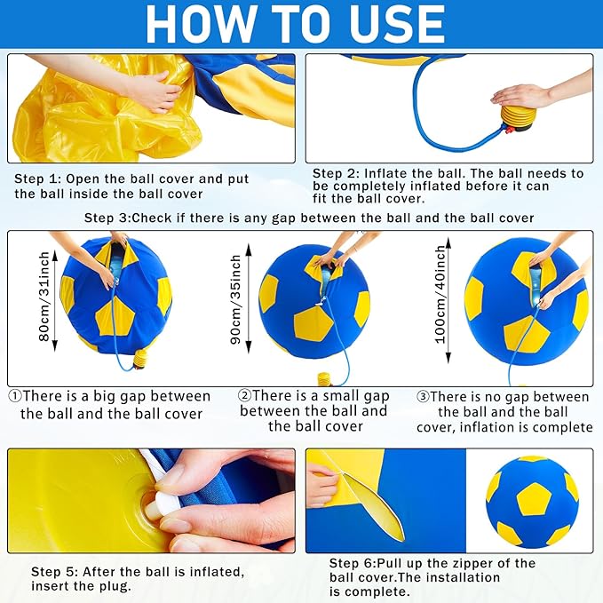 40inch Giant Herding Ball with Ball Cover Anti Burst Please Watch VCR for How to Inflation Horse Toys for Horses Stall Entertainment Play, Pump Included(Yellow,Stylish)
