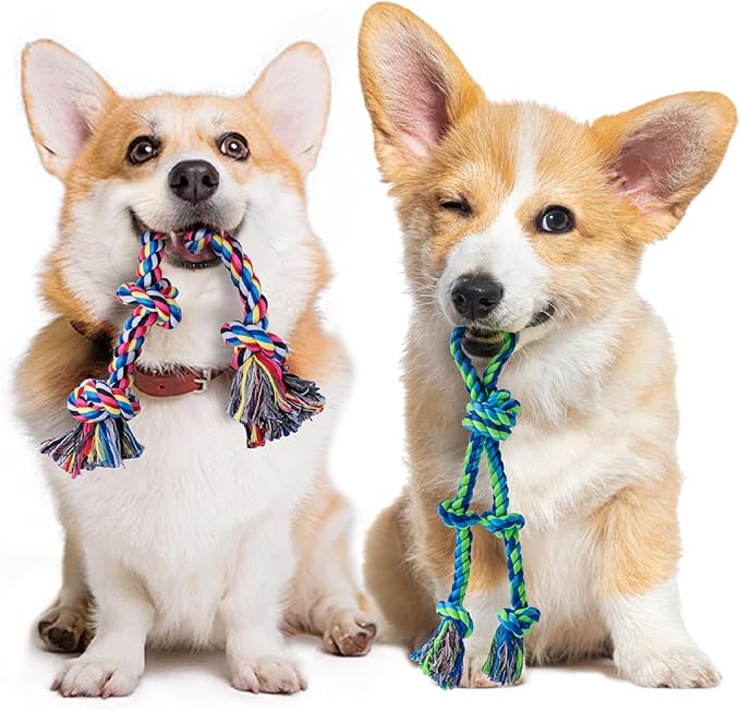 2 Pack Dog Rope Toy for Small Dogs, Puppy Teething Toys, Durable Cotton Puppy Chew Toys for Teething, Small Dog Toys for Aggressive Chewers, Interactive Tug of War Dog Toy for Puppies Boredom