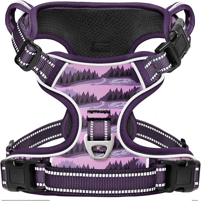 Timos Dog Harness,No-Pull Pet Harness Adjustable Soft Padded Dog Vest,Reflective No-Choke Pet Oxford Vest with Easy Control Handle for X-Small Dogs,Moon Night,XS