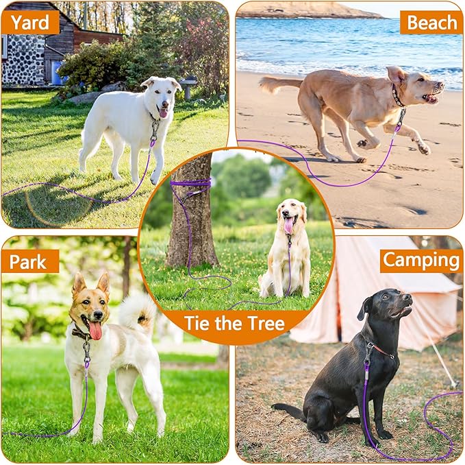 XiaZ Dog Tie Out Cable 30 Feet, Dog Runner for Yard Steel Wire Tether Line, Dogs Chains Heavy Duty for Outside Hold Large Dogs Up to 250 LBS
