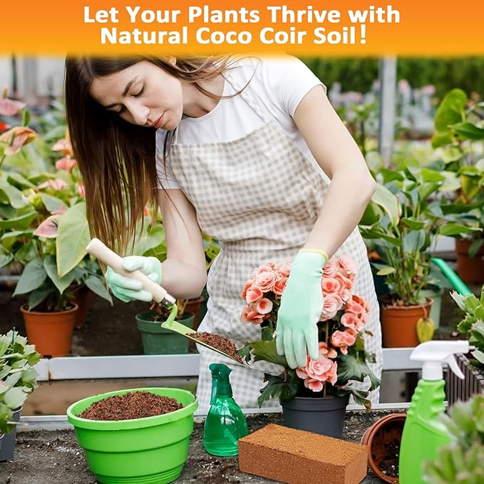 Legigo 4 Pack Premium Coco Coir Brick for Plants- 100% Organic Compressed Coconut Coir Bricks Starting Mix, Coco Coir Fiber Coconut Husk for Planting, Gardening, Potting Soil Substrate, Herbs