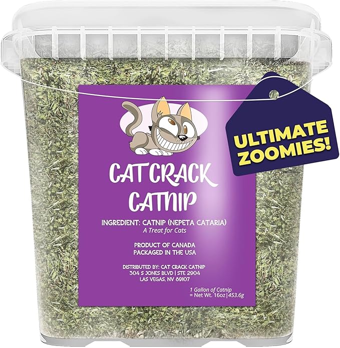 Cat Crack Catnip, Zoomie-Inducing Cat Nip Blend, North American Made & 100% Natural, Safe & Non-Addictive Catnip Treats Used to Supplement Cat Nip Toys, Spray, & Accessories (20 Cups)