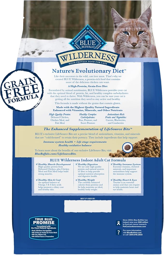 Blue Buffalo Wilderness High Protein, Natural Adult Indoor Dry Cat Food, Chicken 15-lb