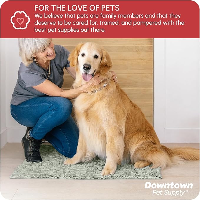 My Doggy Place Microfiber Dog Mat for Muddy Paws, 36" x 26" Light Gray - Absorbent and Quick-Drying Dog Paw Cleaning Mat, Washer and Dryer Safe - Non-Slip Rubber Backed Dog Floor Mat, Large