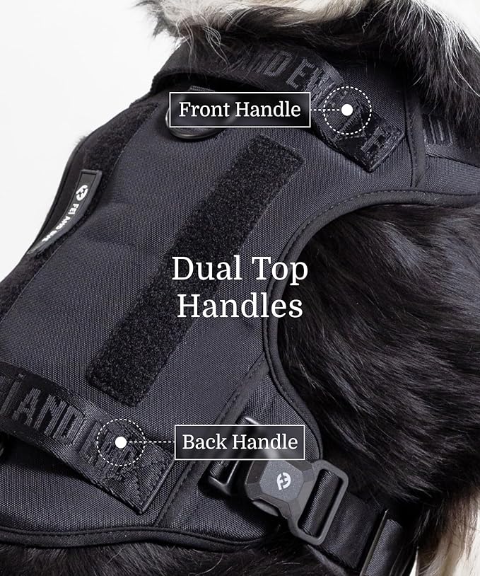 2025 New Edition, Fei & Eve MagEase Dog Harness - 3-Second Magnetic Buckles | 3-Point No-Pull Control | Heavy-Duty 900D Nylon | Dual Safety Handles | Breathable Mesh | Adjustable Fit | Medium,Black