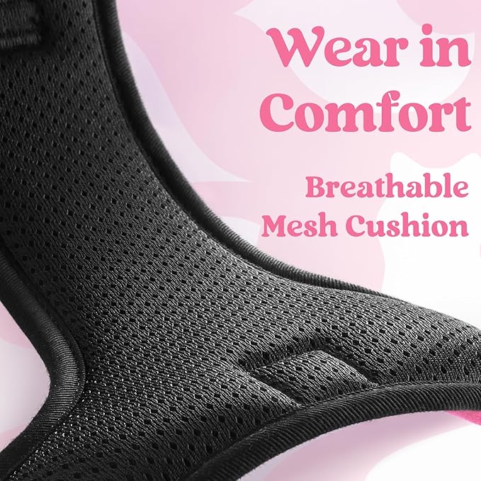 rabbitgoo Dog Harness Medium Sized, No Pull Pet Harness with 3 Buckles, Adjustable Soft Padded Vest with Control Handle, Walking Reflective Pet Vest for Medium Dogs, Rose Pink, M