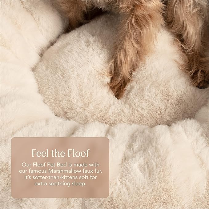 UnHide Floof Pet Bed - Large (35" x 12") - Extra Soft Dog Bed - Removable Faux Fur Cover - Machine Washable - Helps Ease Pet Anxiety & Provides The Perfect Sleep - Beige Bear
