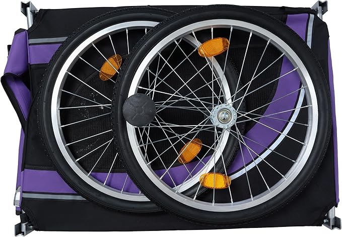 Blue-Grey Large Folding Bike Trailer for Dogs – Heavy-Duty Steel Frame, 66LB Capacity Pet Carrier for All-Terrain Cycling, Jogging & Camping Adventures!