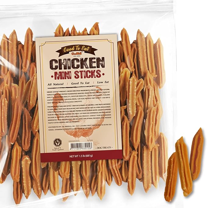 Gootoe Chicken Dog Treats – Chicken Sticks (Mini) 1.5 lb – All Natural, Grain-Free, Low Fat, Premium Training Chews, Healthy & Easily Digestible
