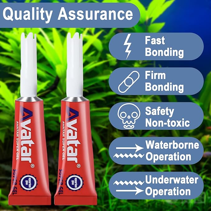 3 PCS Aquarium Glue, Aquarium Aquascape Aquatic Plants Coral Glue, Safety and Quick-Drying, Reef Glue Suitable for Aquatic Plants, Moss, Coral, Stones, Shells, Fresh Water and Salt Water All Can Be Us